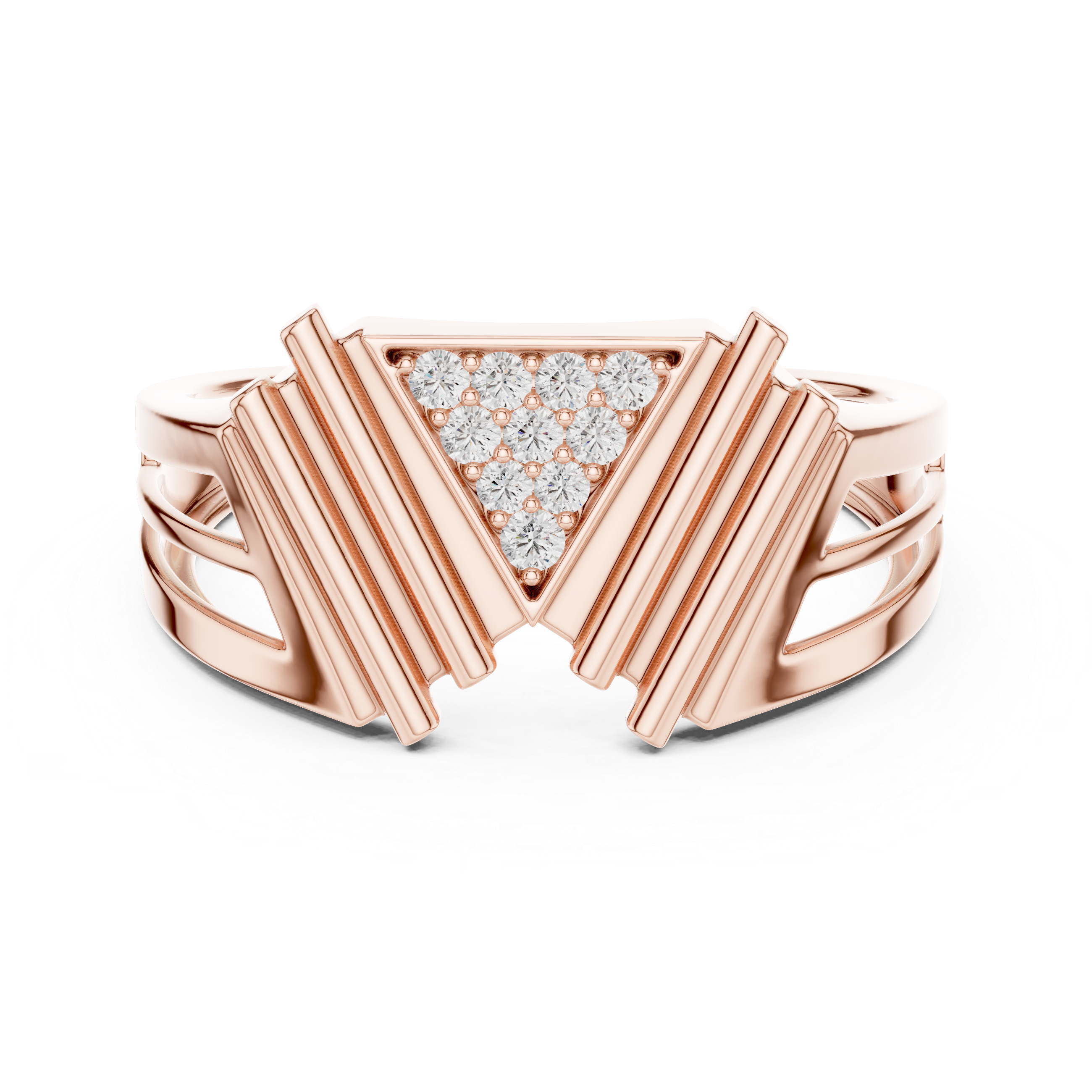 925 Silver Moissanite Art Deco Geometric Triangle Shield Mens Ring