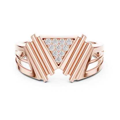 925 Silver Moissanite Art Deco Geometric Triangle Shield Mens Ring