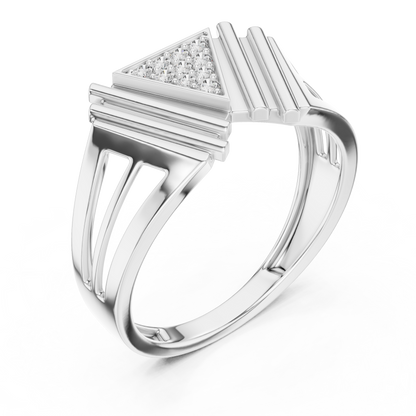 925 Silver Moissanite Art Deco Geometric Triangle Shield Mens Ring