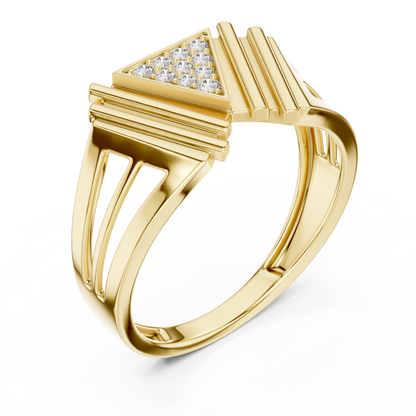 925 Silver Moissanite Art Deco Geometric Triangle Shield Mens Ring