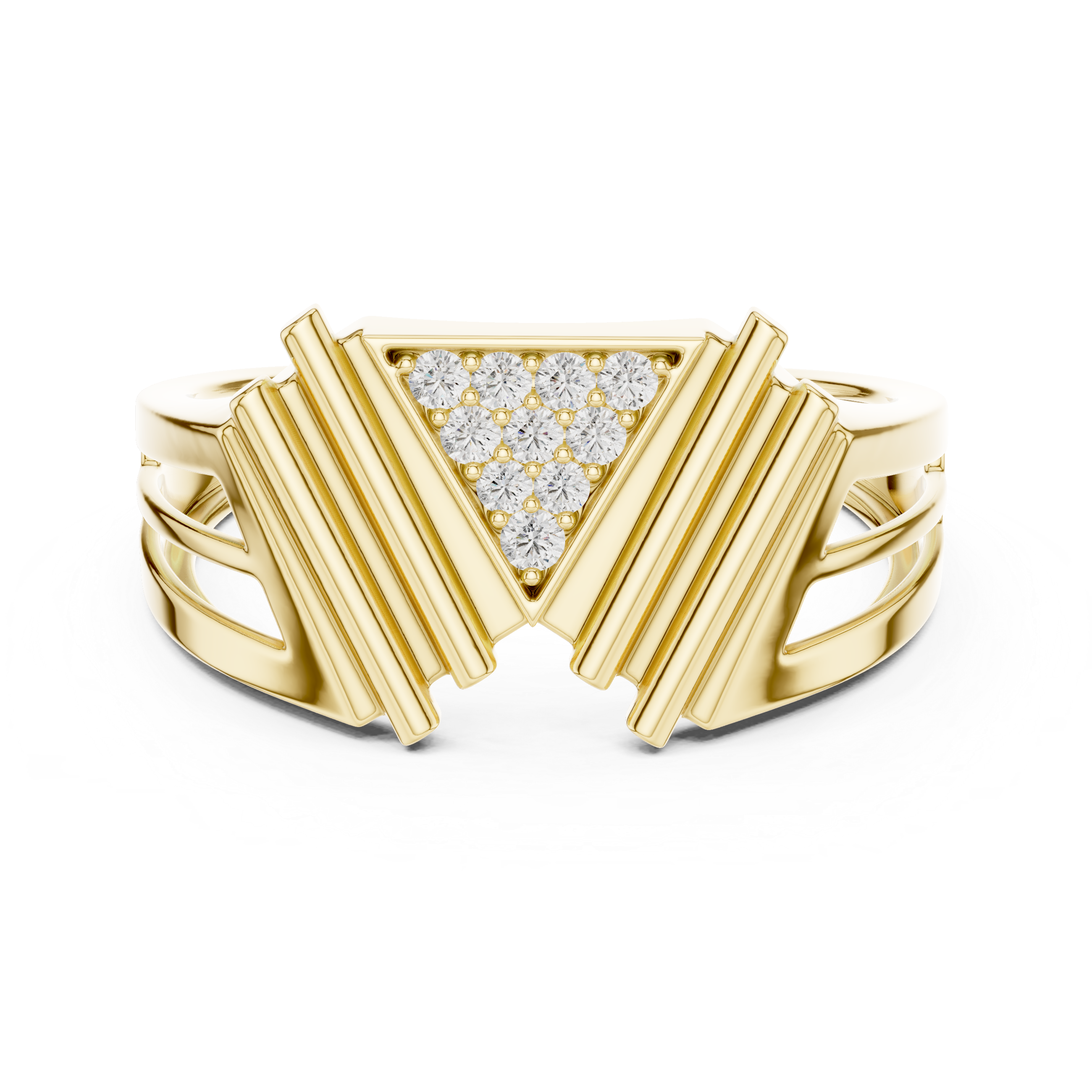 925 Silver Moissanite Art Deco Geometric Triangle Shield Mens Ring