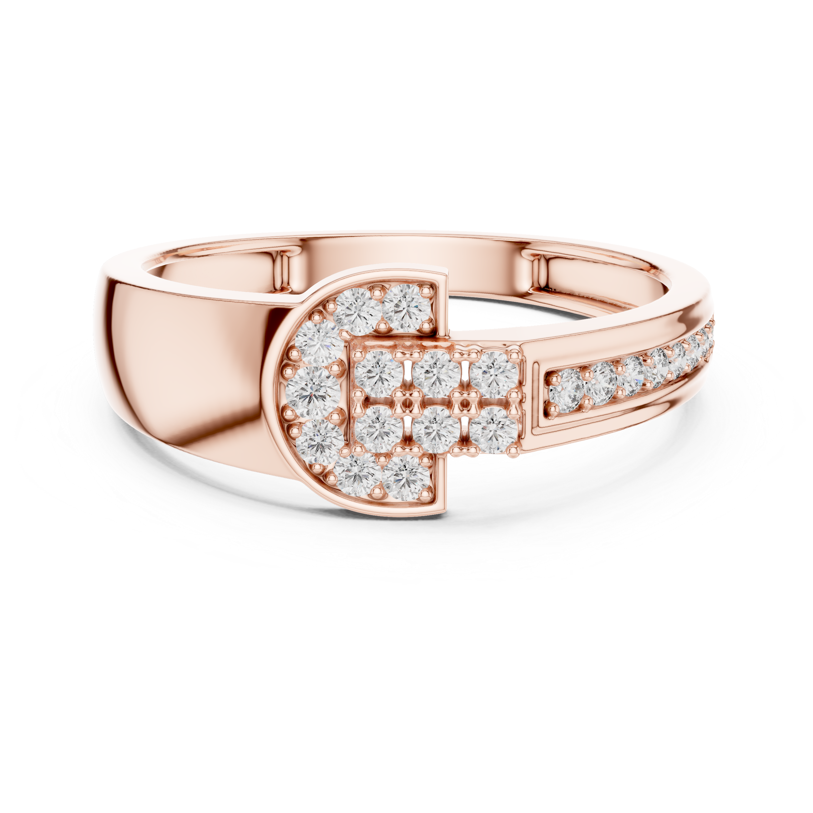 925 Silver Moissanite Equestrian Horseshoe Mens Ring