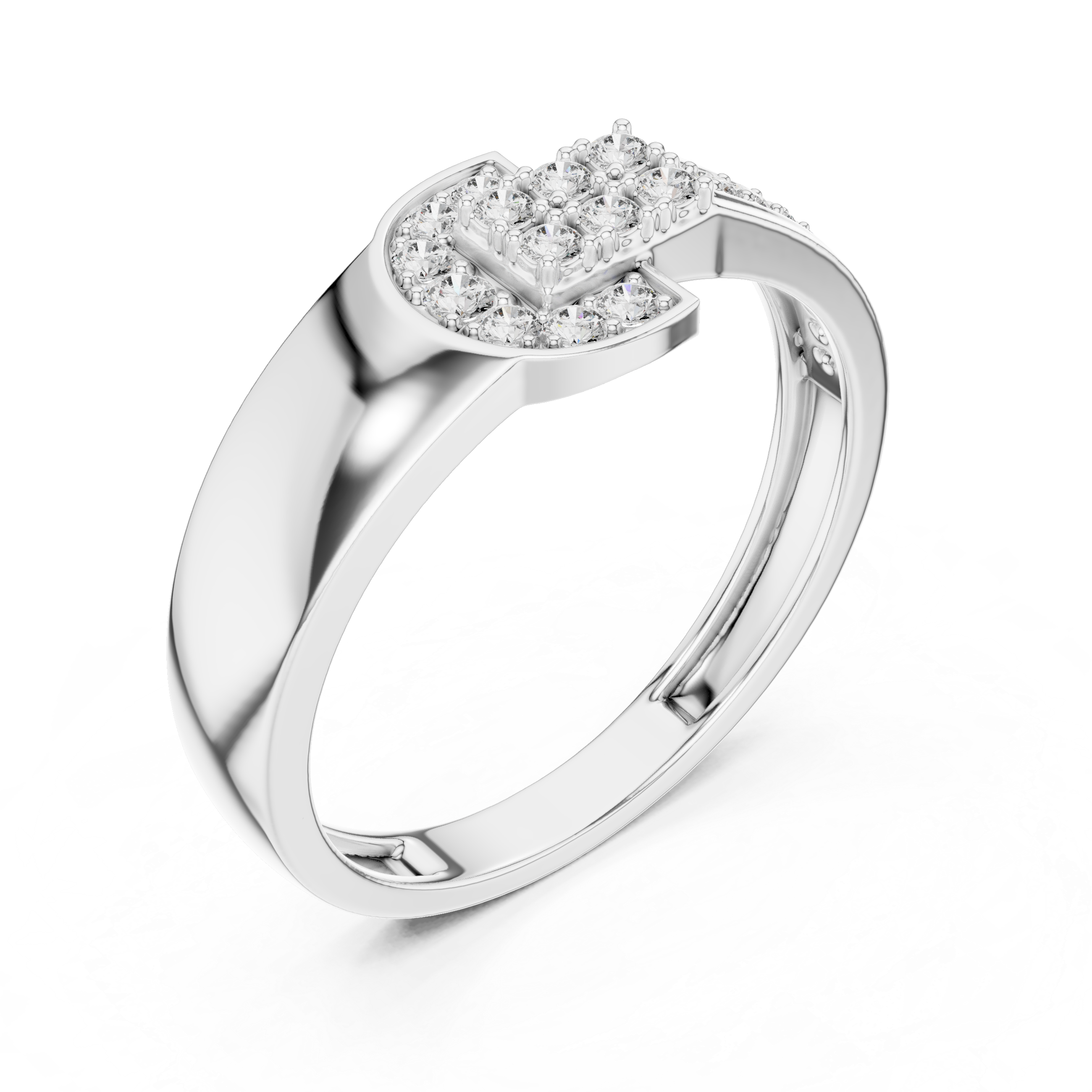 925 Silver Moissanite Equestrian Horseshoe Mens Ring