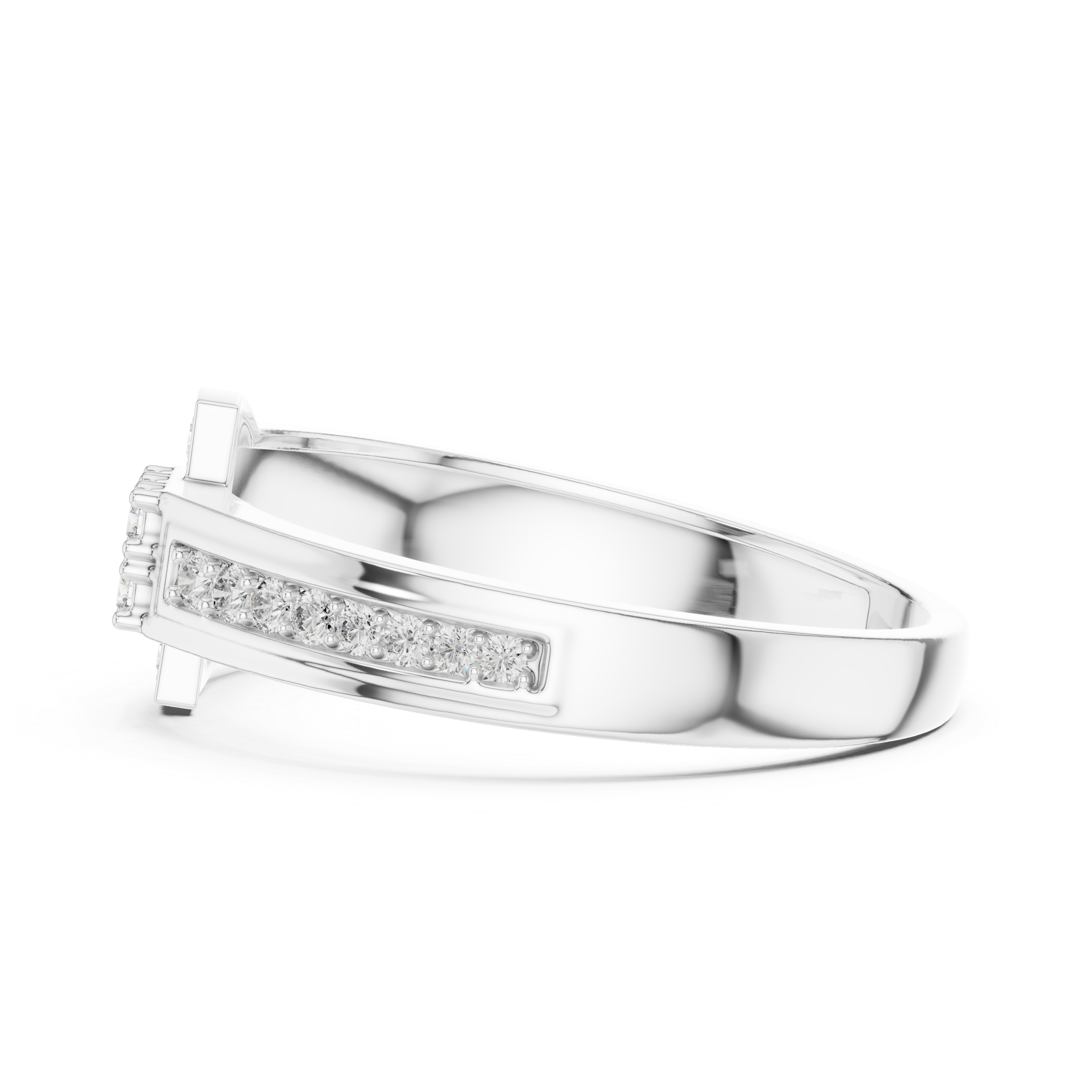 925 Silver Moissanite Equestrian Horseshoe Mens Ring