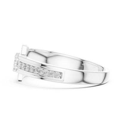 925 Silver Moissanite Equestrian Horseshoe Mens Ring