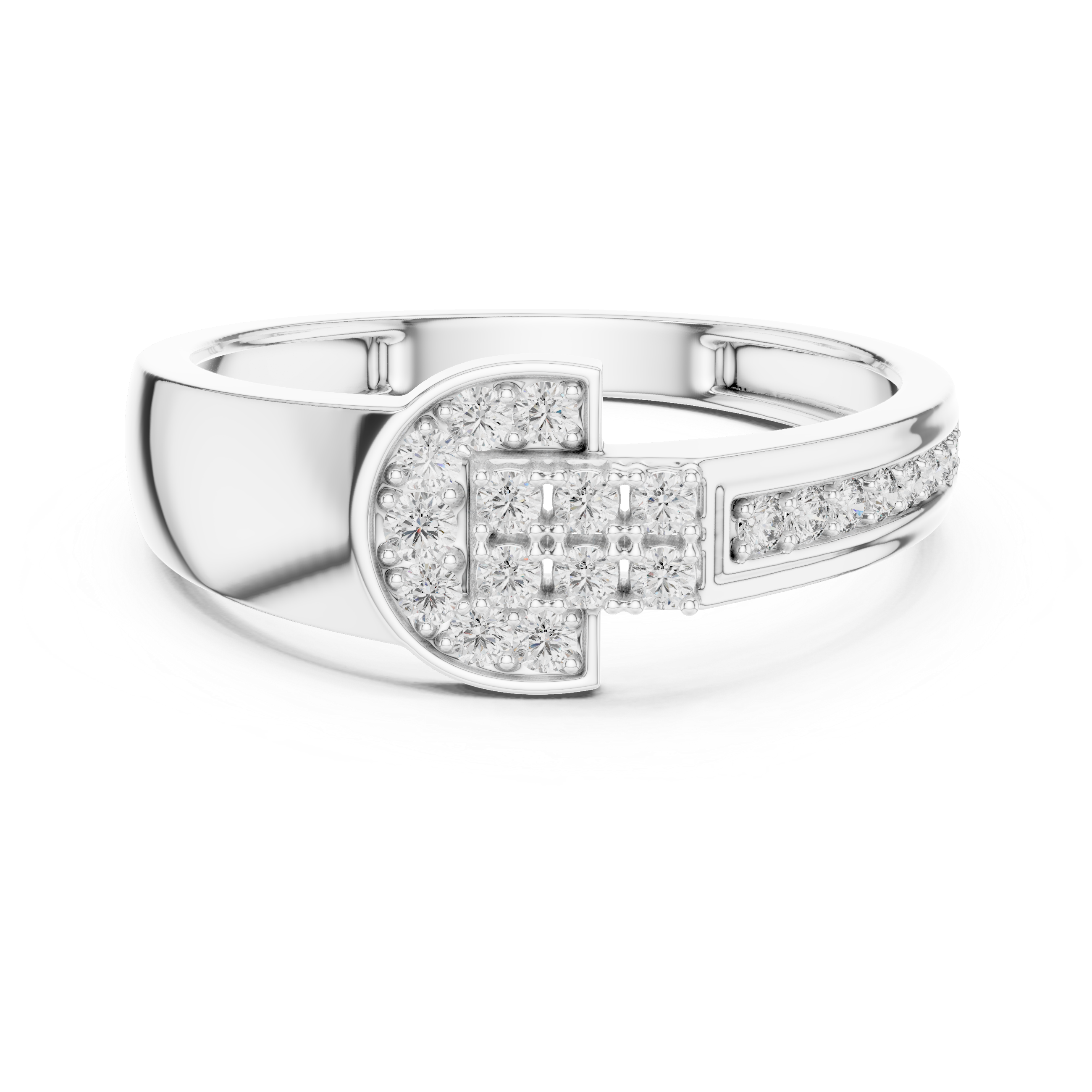 925 Silver Moissanite Equestrian Horseshoe Mens Ring