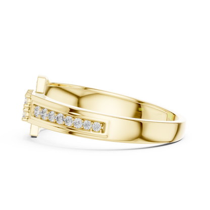 925 Silver Moissanite Equestrian Horseshoe Mens Ring