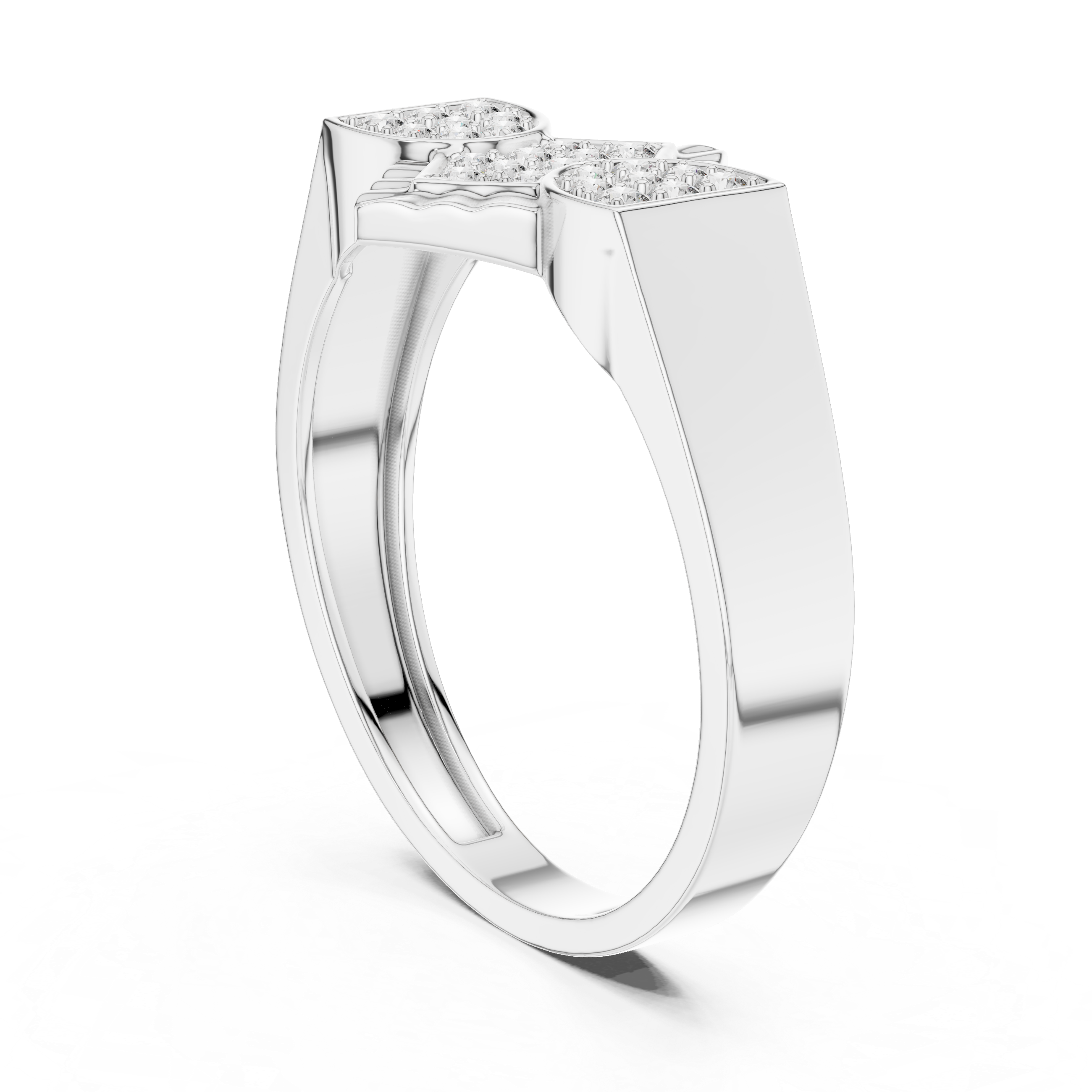 925 Silver Moissanite Geometric Cluster Mens Ring 14k Gold Plated