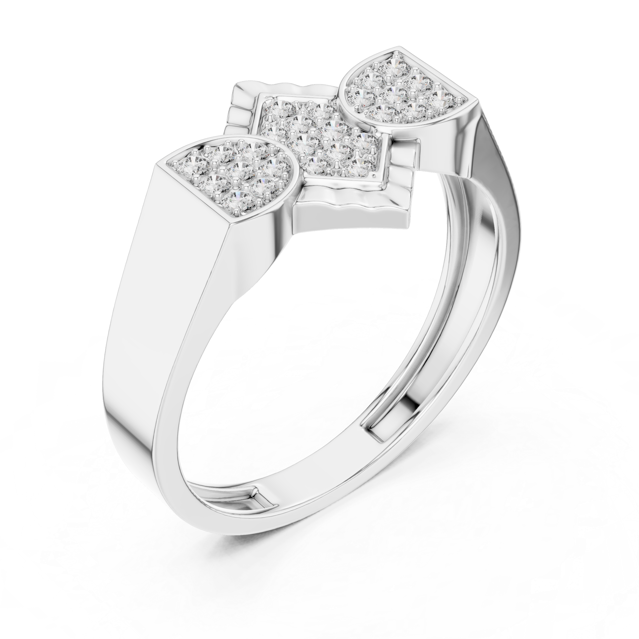 925 Silver Moissanite Geometric Cluster Mens Ring 14k Gold Plated