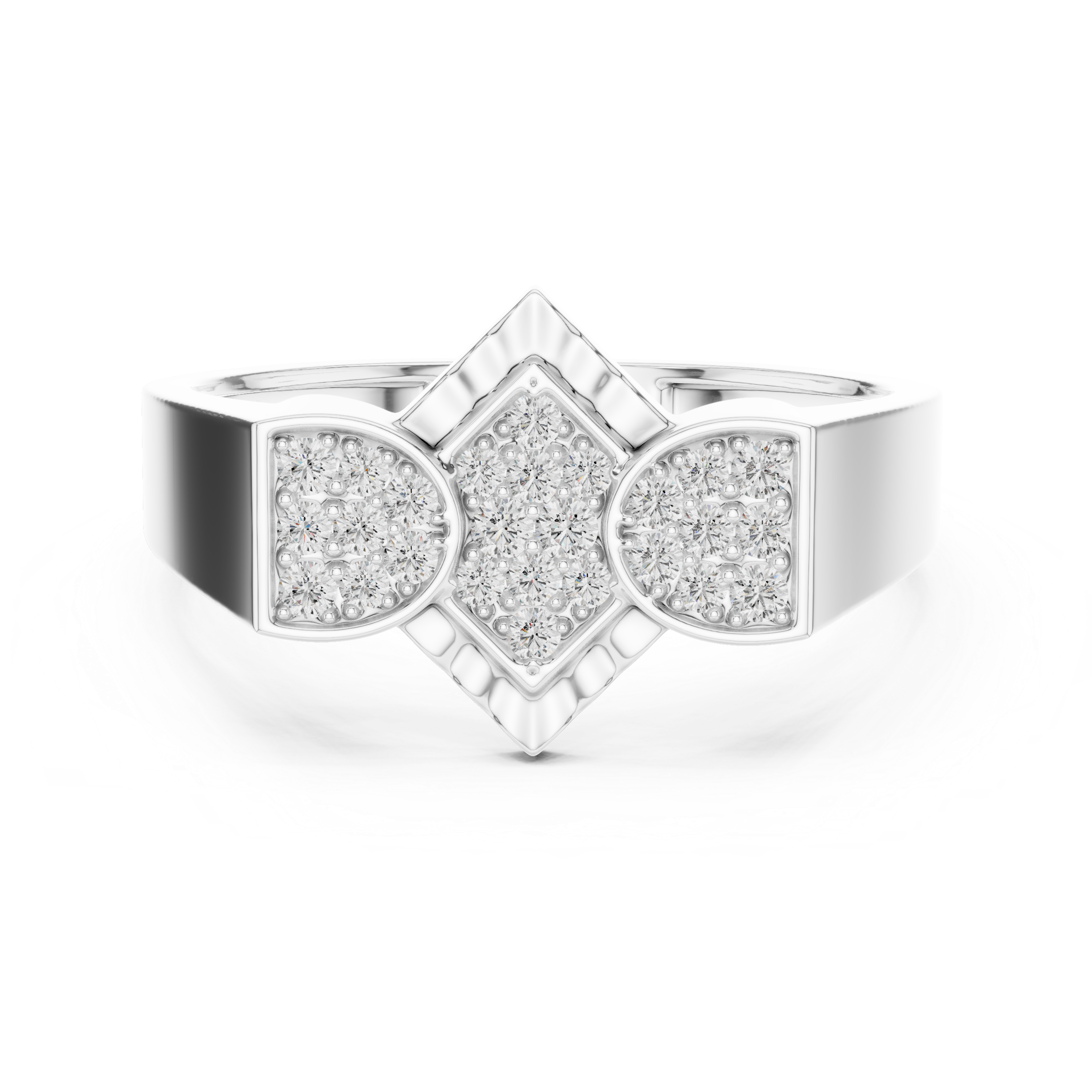 925 Silver Moissanite Geometric Cluster Mens Ring 14k Gold Plated