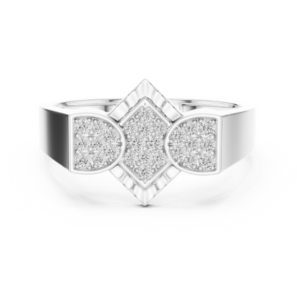 925 Silver Moissanite Geometric Cluster Mens Ring 14k Gold Plated