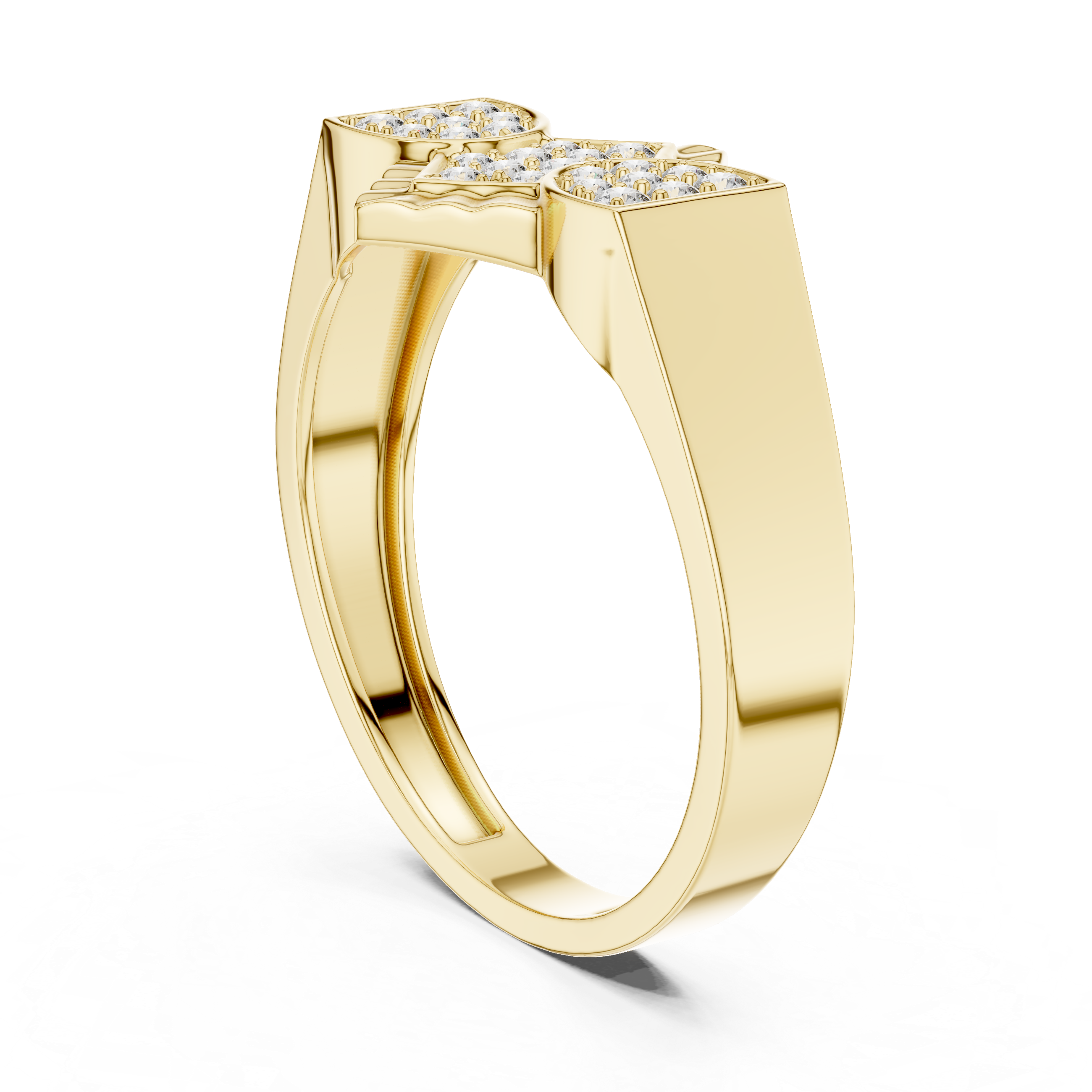 925 Silver Moissanite Geometric Cluster Mens Ring 14k Gold Plated
