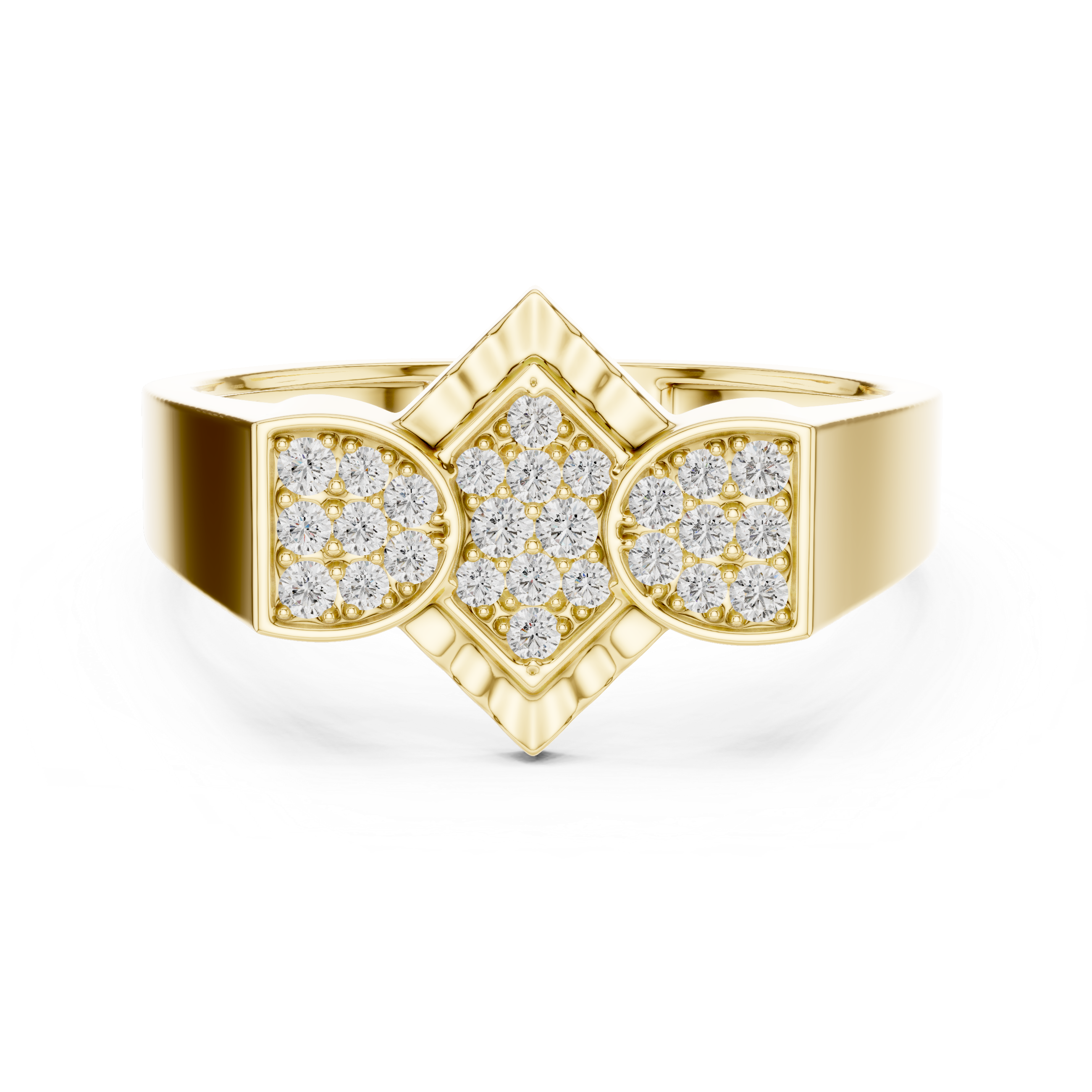 925 Silver Moissanite Geometric Cluster Mens Ring 14k Gold Plated