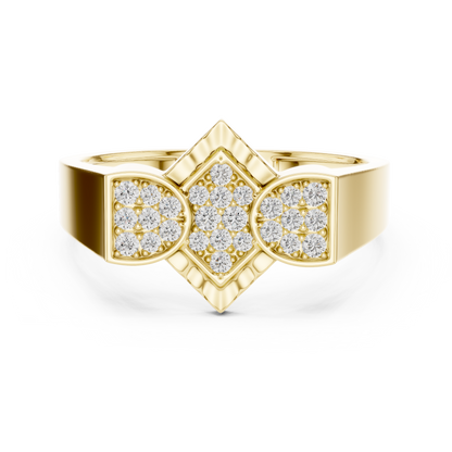 925 Silver Moissanite Geometric Cluster Mens Ring 14k Gold Plated