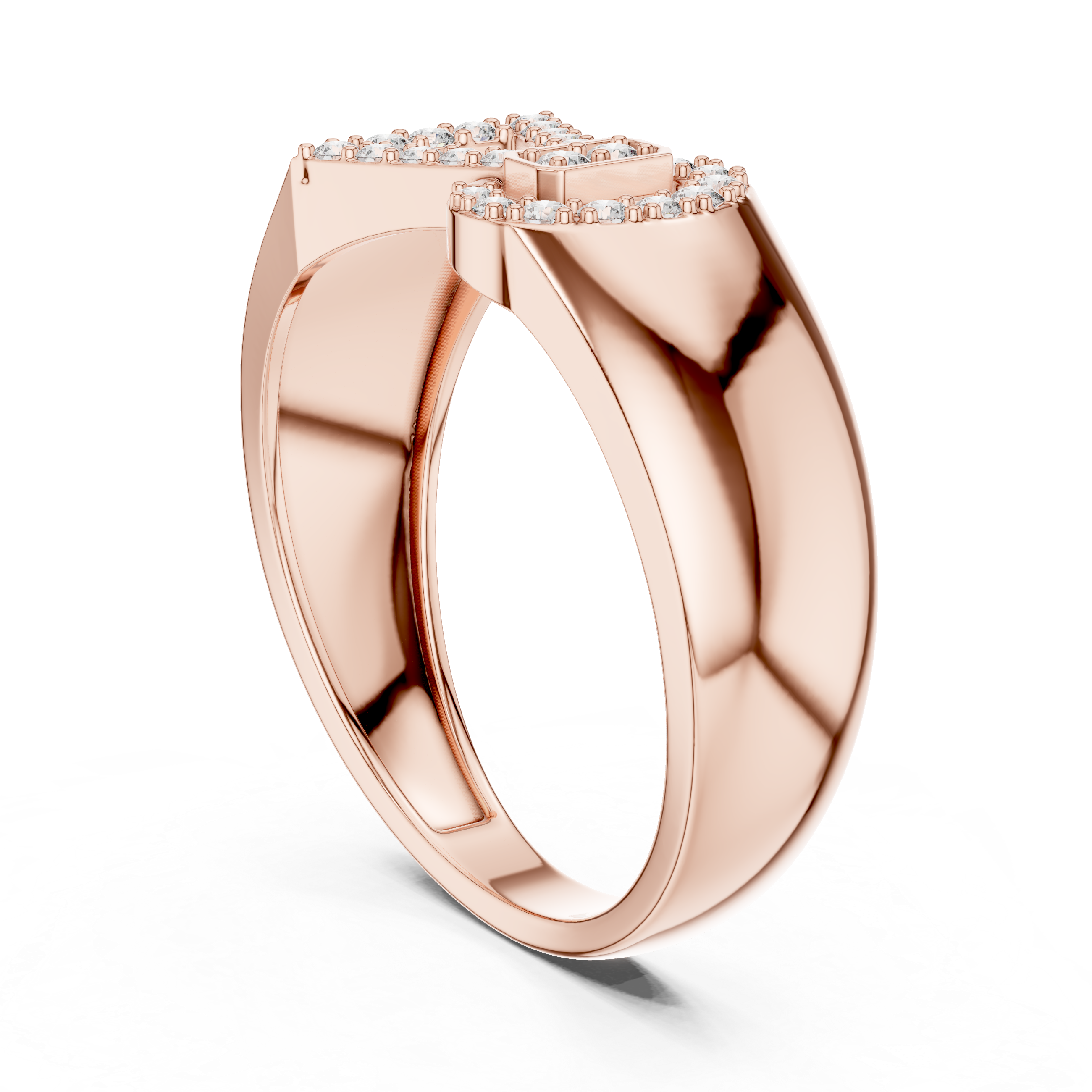 925 Silver Moissanite Asymmetrical Geometric Bow ring Mens Ring