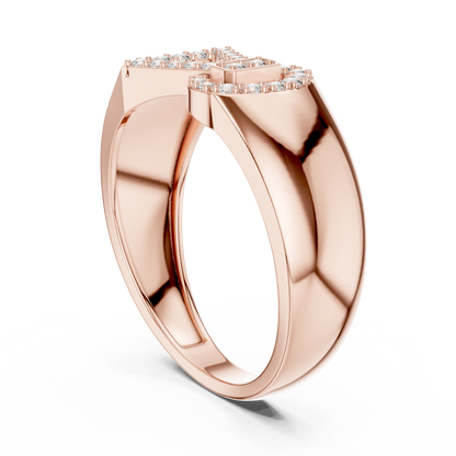 925 Silver Moissanite Asymmetrical Geometric Bow ring Mens Ring