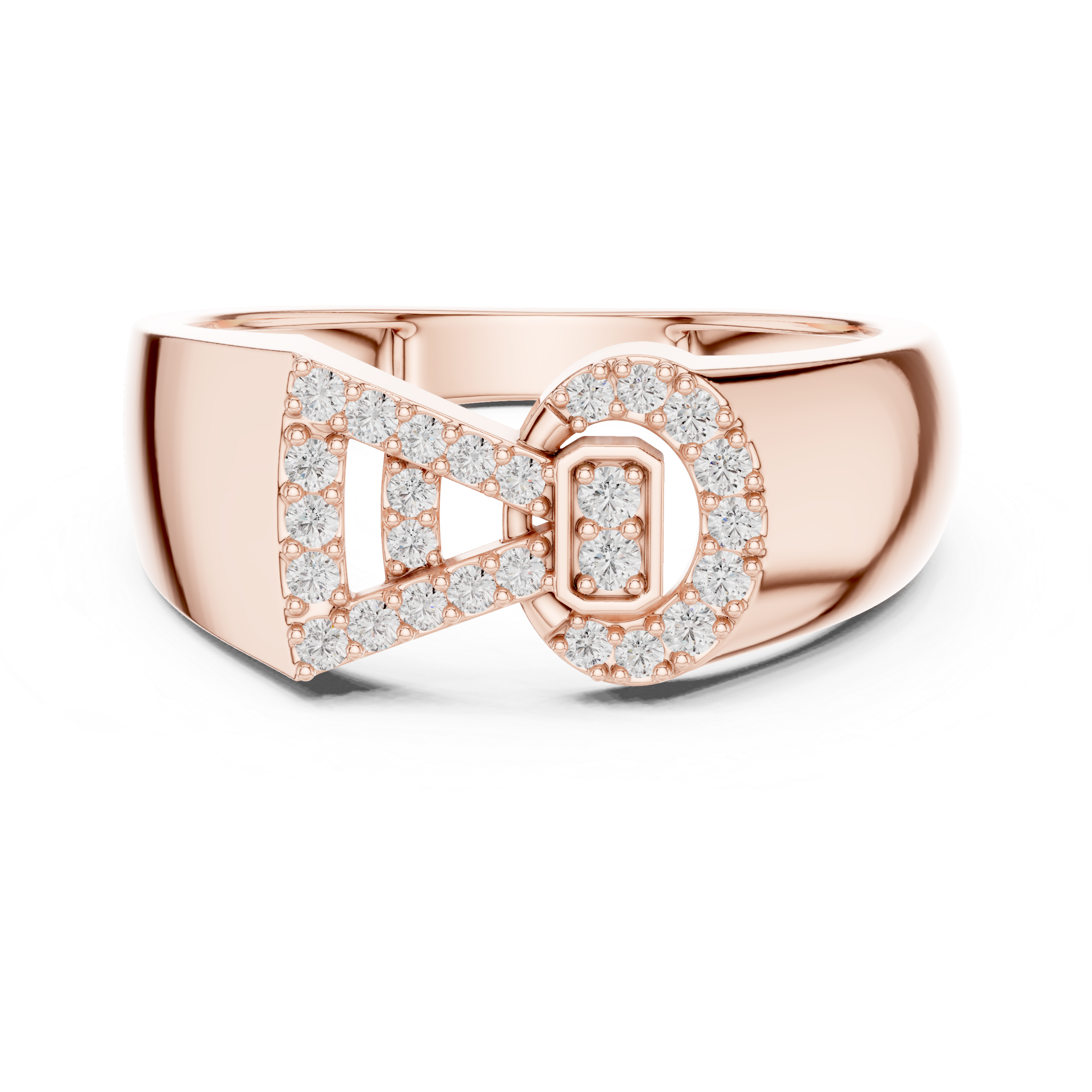 925 Silver Moissanite Asymmetrical Geometric Bow ring Mens Ring