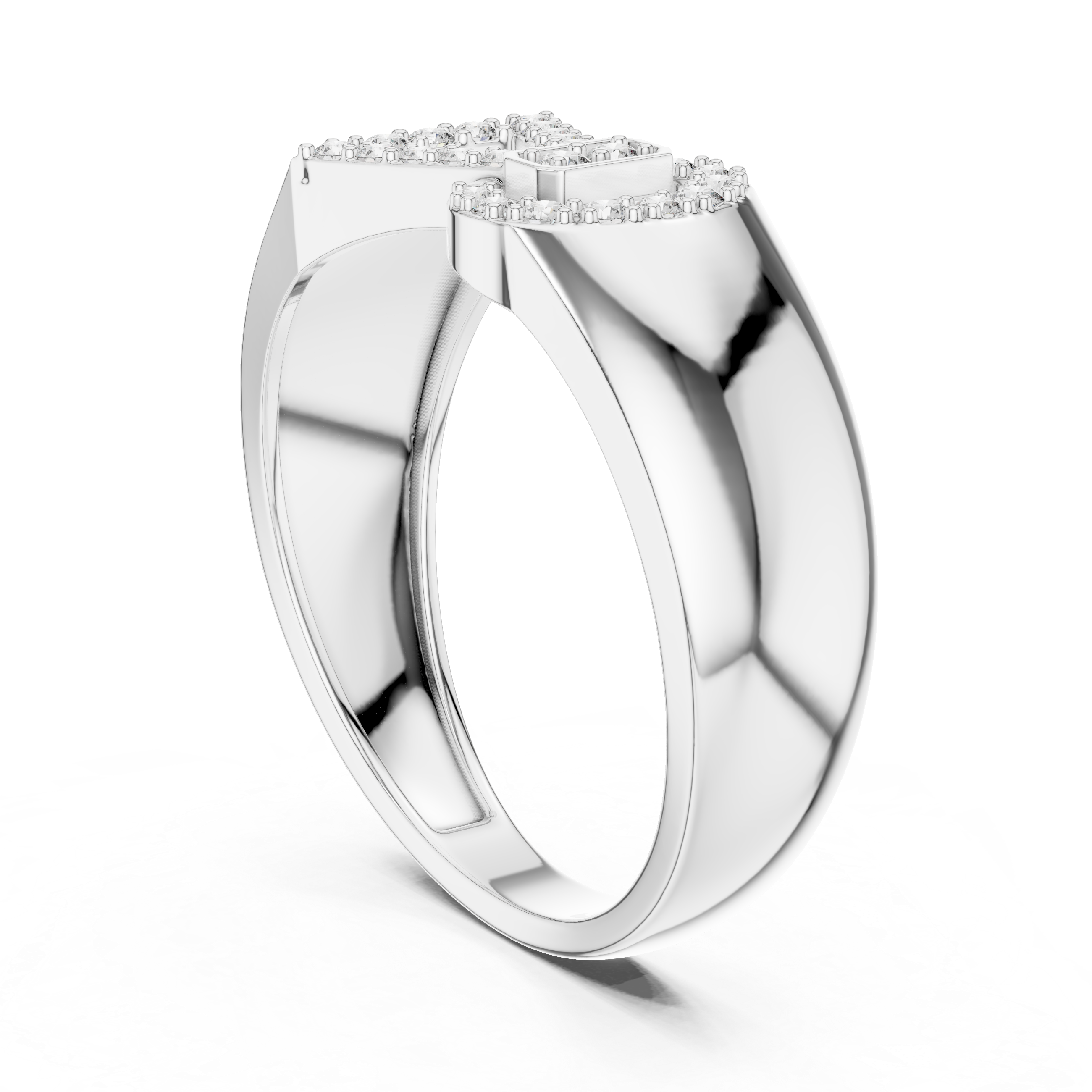 925 Silver Moissanite Asymmetrical Geometric Bow ring Mens Ring