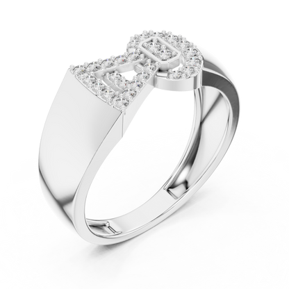 925 Silver Moissanite Asymmetrical Geometric Bow ring Mens Ring