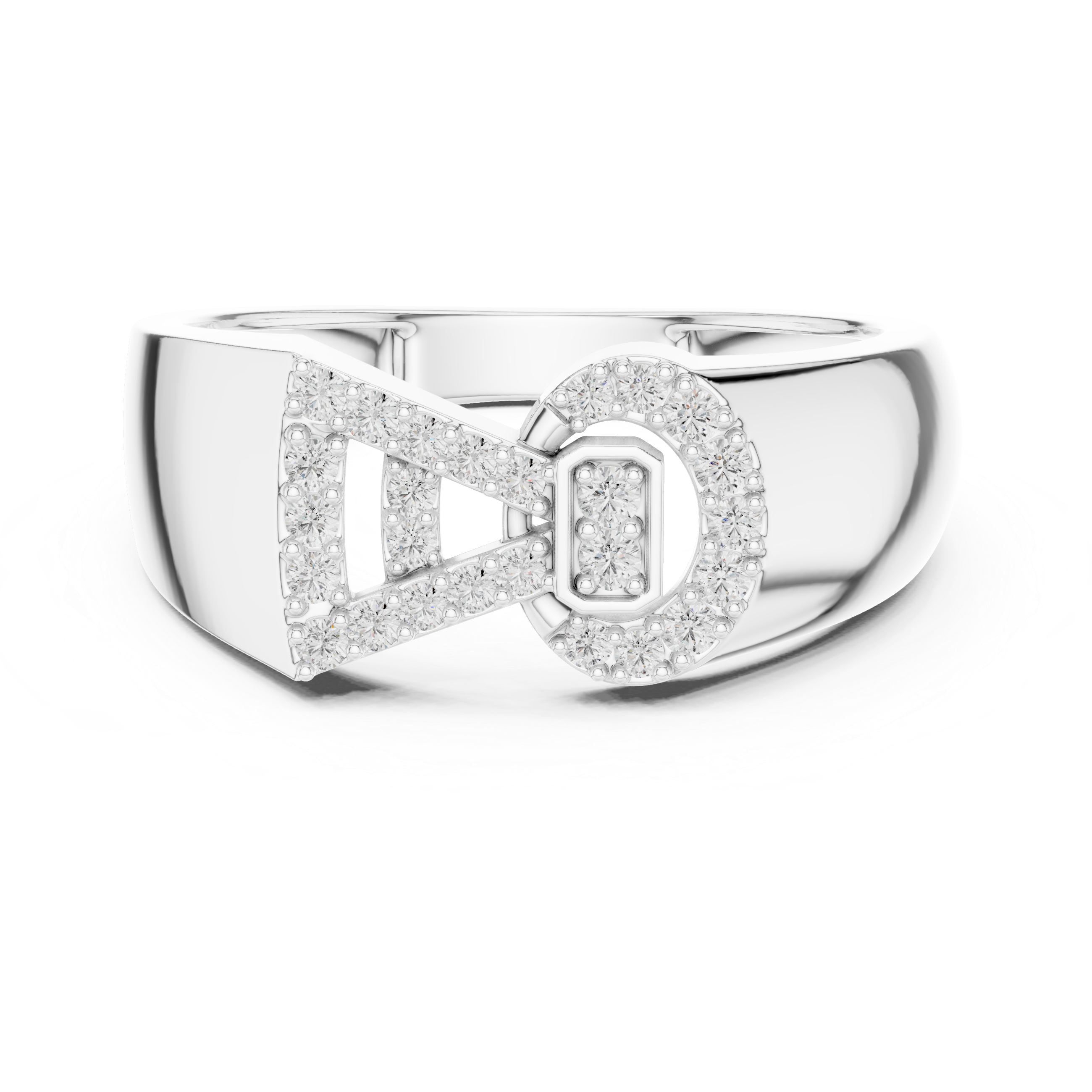 925 Silver Moissanite Asymmetrical Geometric Bow ring Mens Ring