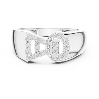 925 Silver Moissanite Asymmetrical Geometric Bow ring Mens Ring