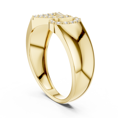 925 Silver Moissanite Asymmetrical Geometric Bow ring Mens Ring