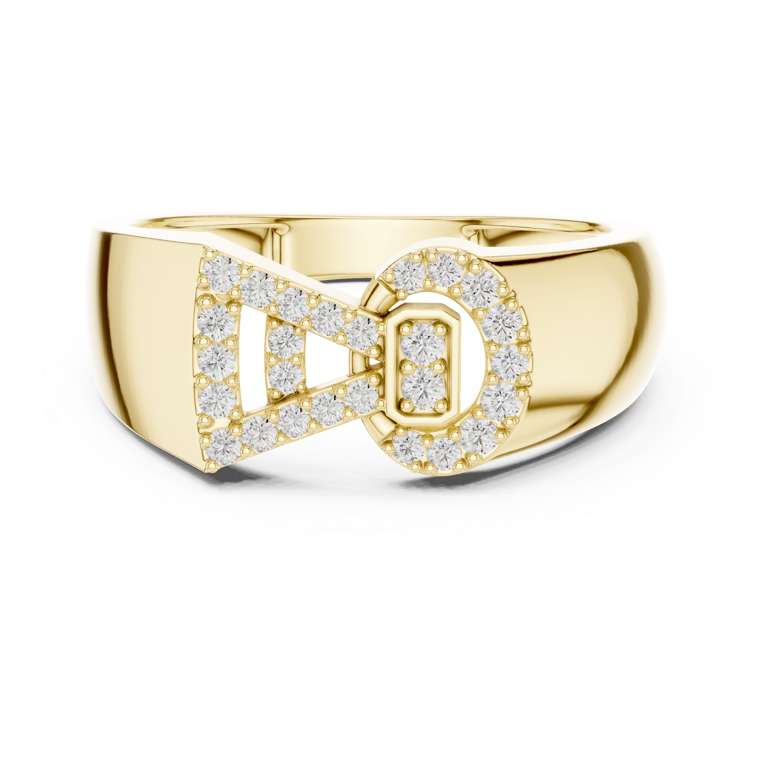 925 Silver Moissanite Asymmetrical Geometric Bow ring Mens Ring