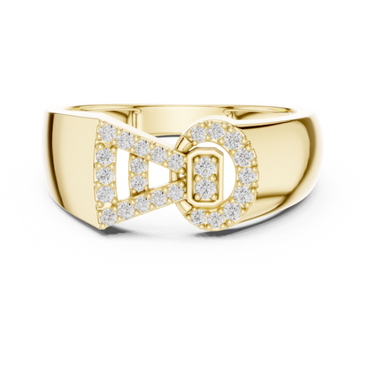 925 Silver Moissanite Asymmetrical Geometric Bow ring Mens Ring