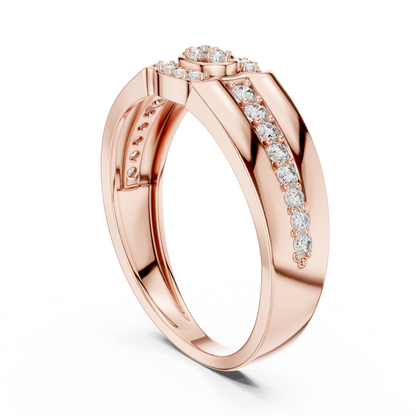 925 Silver Moissanite Modern Dual-Channel Pavé Halo Mens Ring