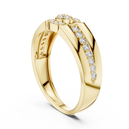 925 Silver Moissanite Modern Dual-Channel Pavé Halo Mens Ring