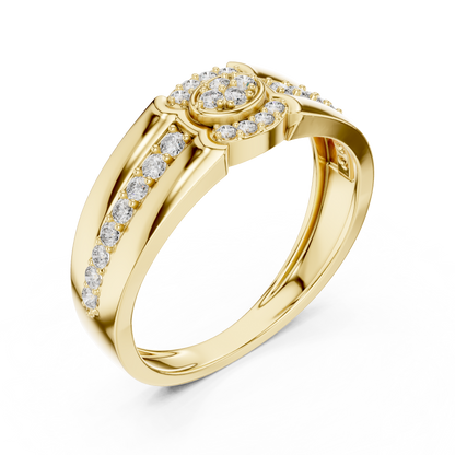 925 Silver Moissanite Modern Dual-Channel Pavé Halo Mens Ring