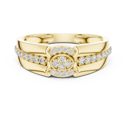925 Silver Moissanite Modern Dual-Channel Pavé Halo Mens Ring