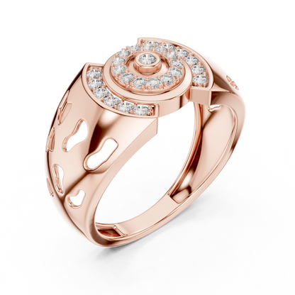 925 Silver Moissanite Art Deco Concentric Bullseye Target Mens Ring
