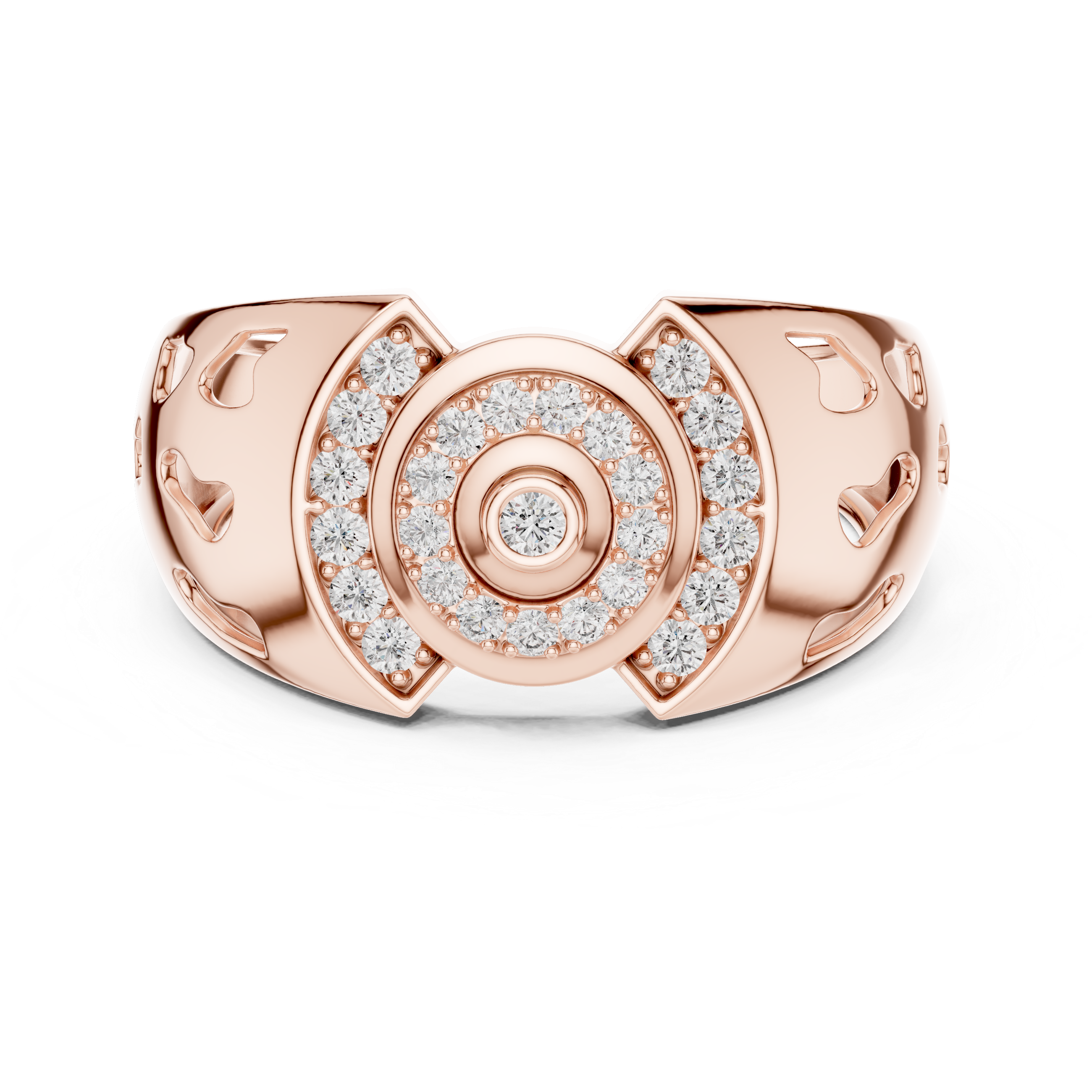 925 Silver Moissanite Art Deco Concentric Bullseye Target Mens Ring