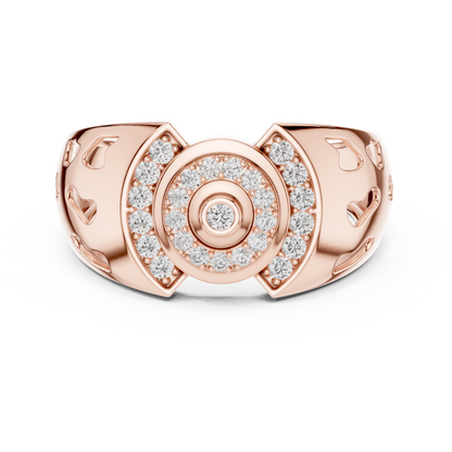 925 Silver Moissanite Art Deco Concentric Bullseye Target Mens Ring