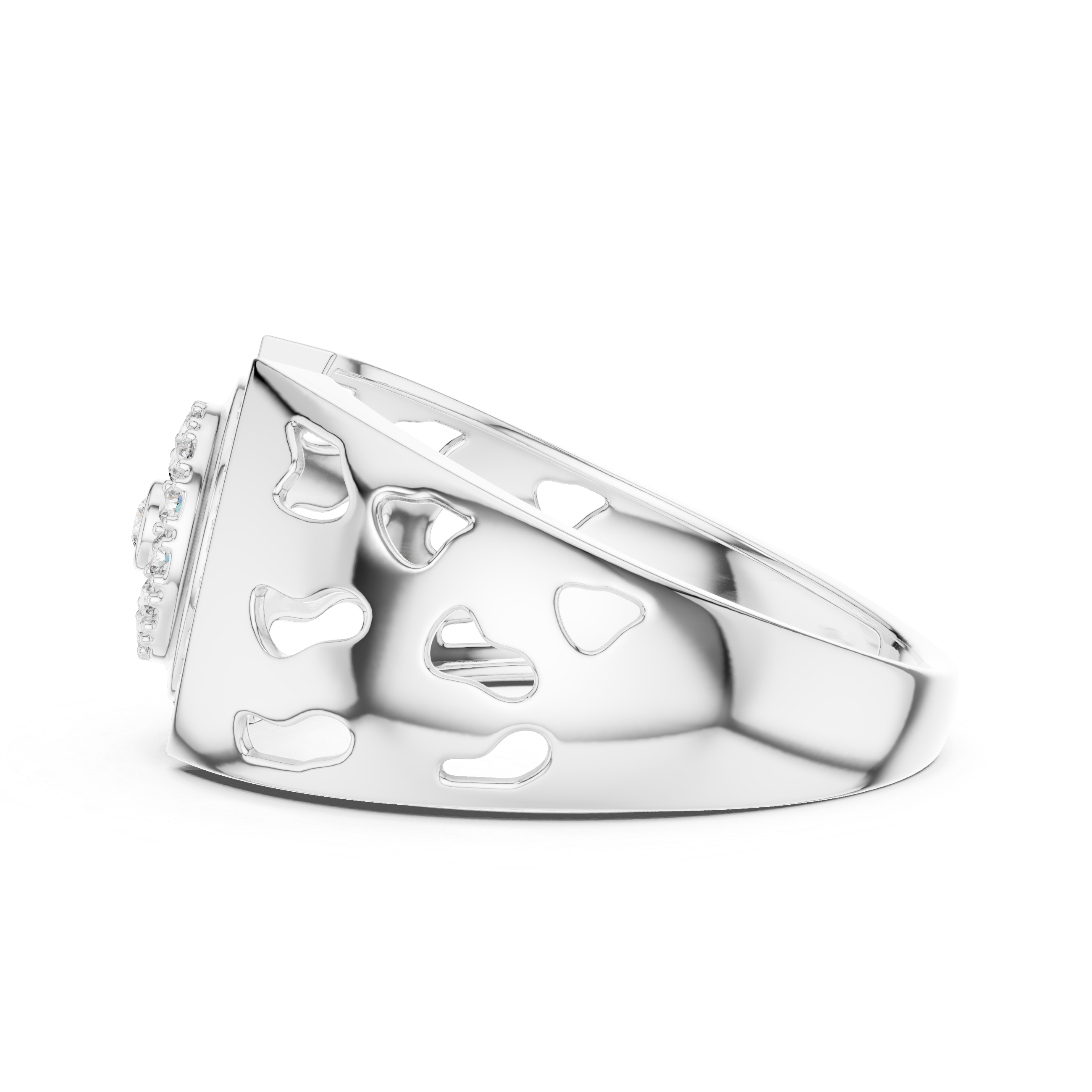 925 Silver Moissanite Art Deco Concentric Bullseye Target Mens Ring