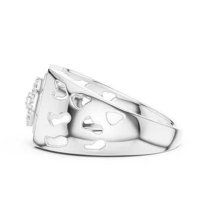 925 Silver Moissanite Art Deco Concentric Bullseye Target Mens Ring
