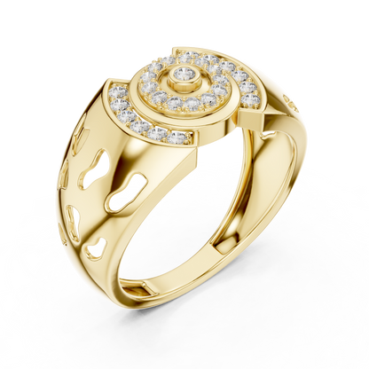925 Silver Moissanite Art Deco Concentric Bullseye Target Mens Ring