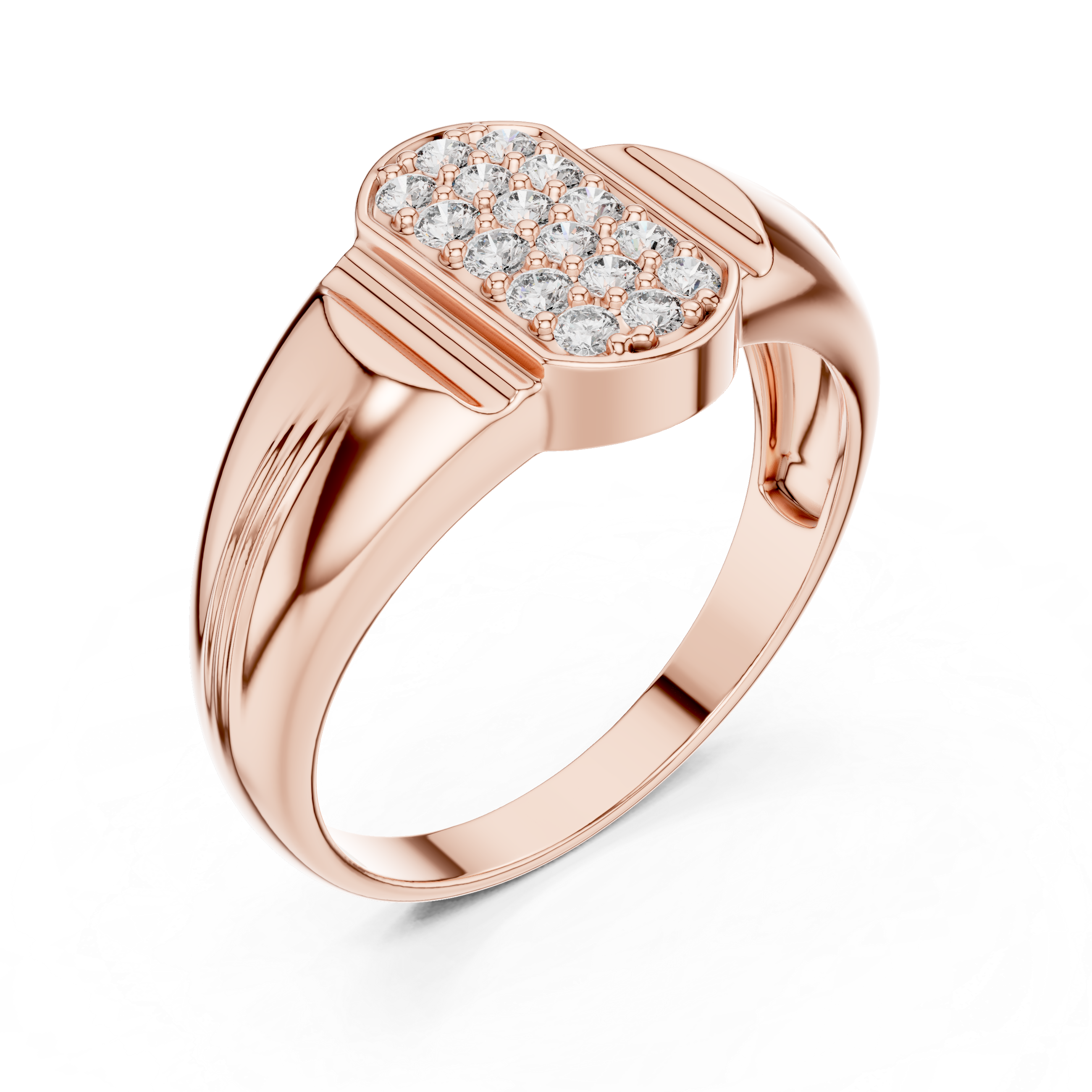925 Silver Moissanite  Art Deco Architectural Oblong SIgnet Mens Ring