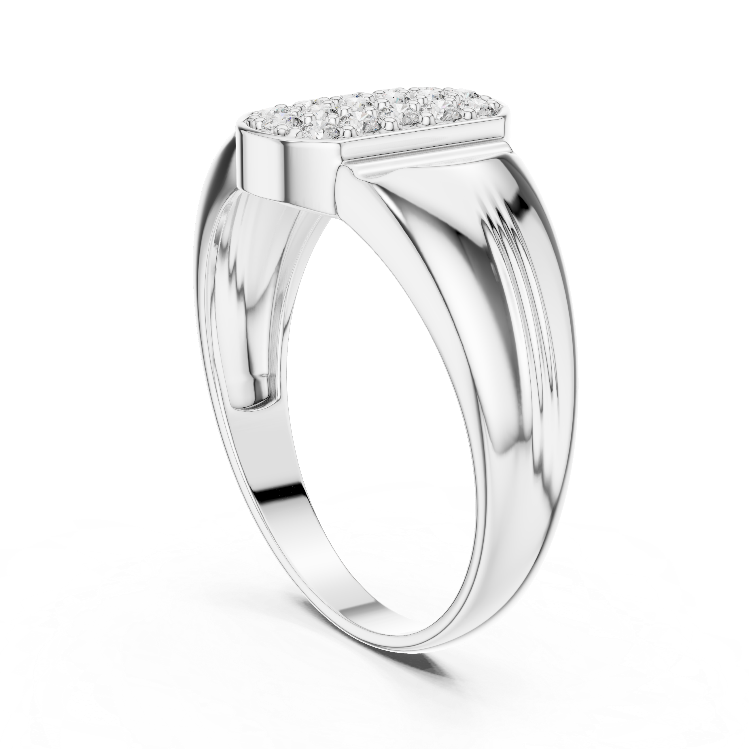 925 Silver Moissanite  Art Deco Architectural Oblong SIgnet Mens Ring