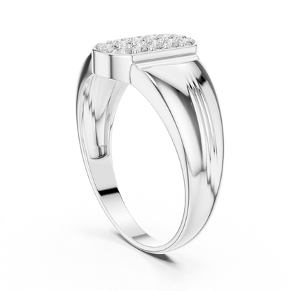 925 Silver Moissanite  Art Deco Architectural Oblong SIgnet Mens Ring