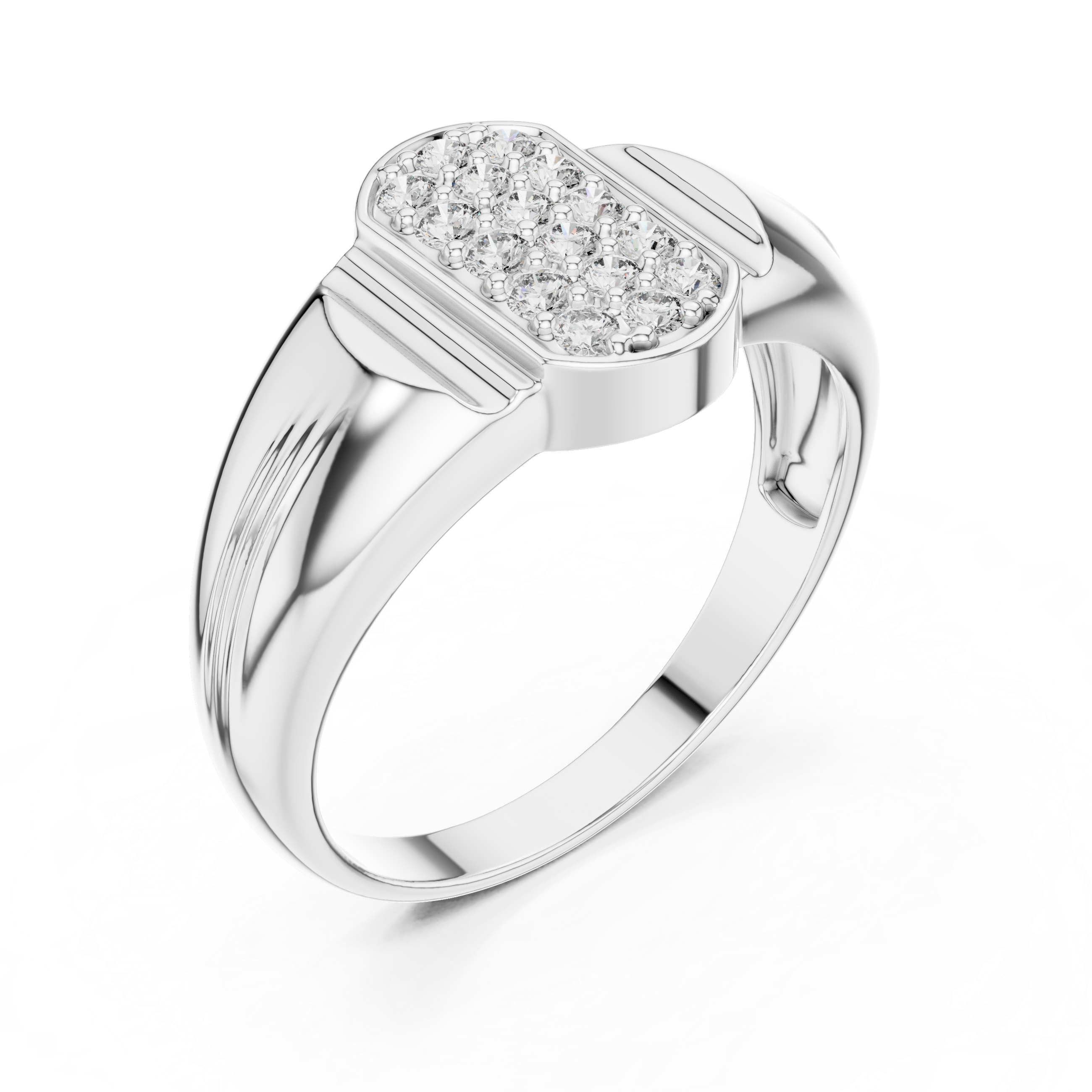 925 Silver Moissanite  Art Deco Architectural Oblong SIgnet Mens Ring