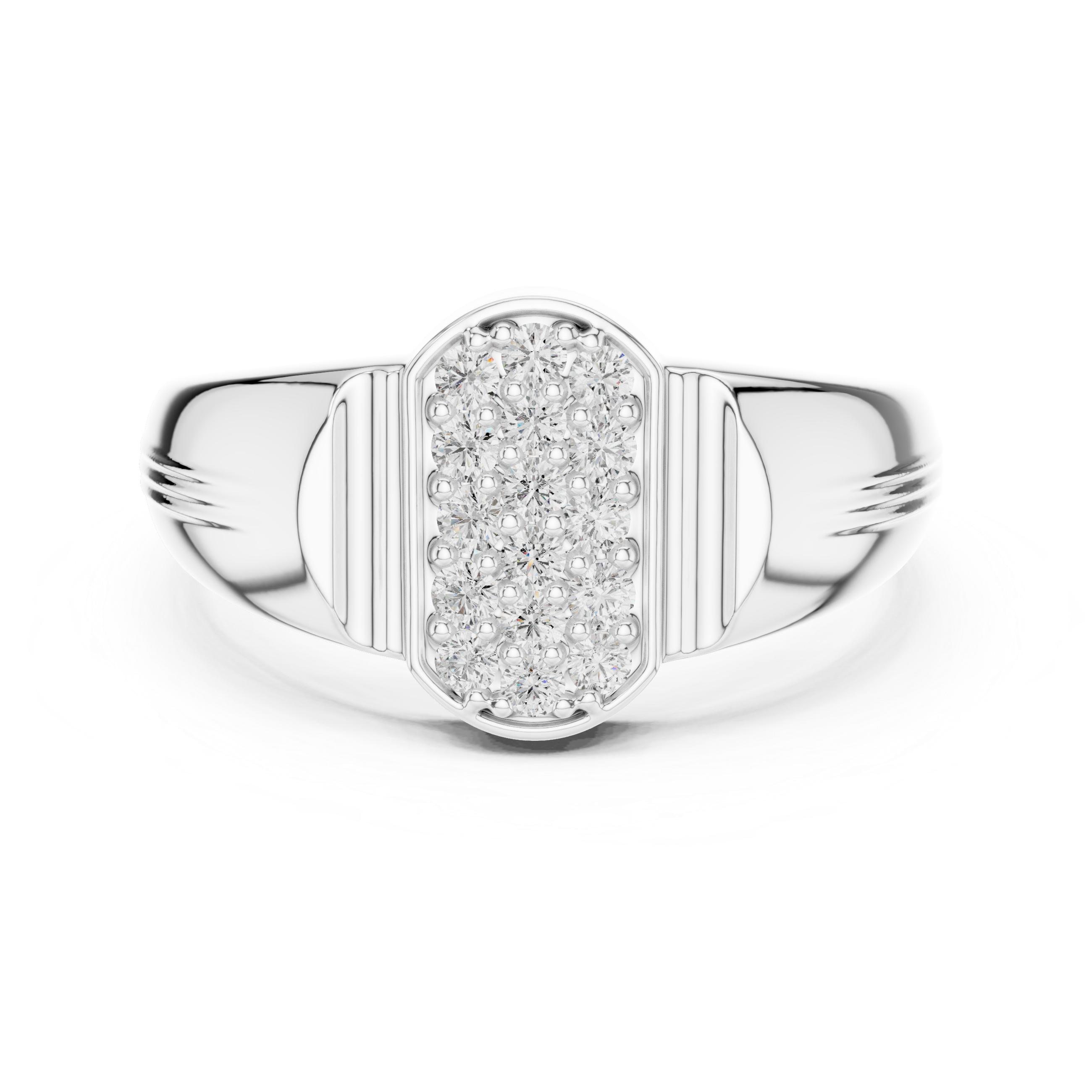 925 Silver Moissanite  Art Deco Architectural Oblong SIgnet Mens Ring