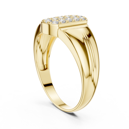 925 Silver Moissanite  Art Deco Architectural Oblong SIgnet Mens Ring