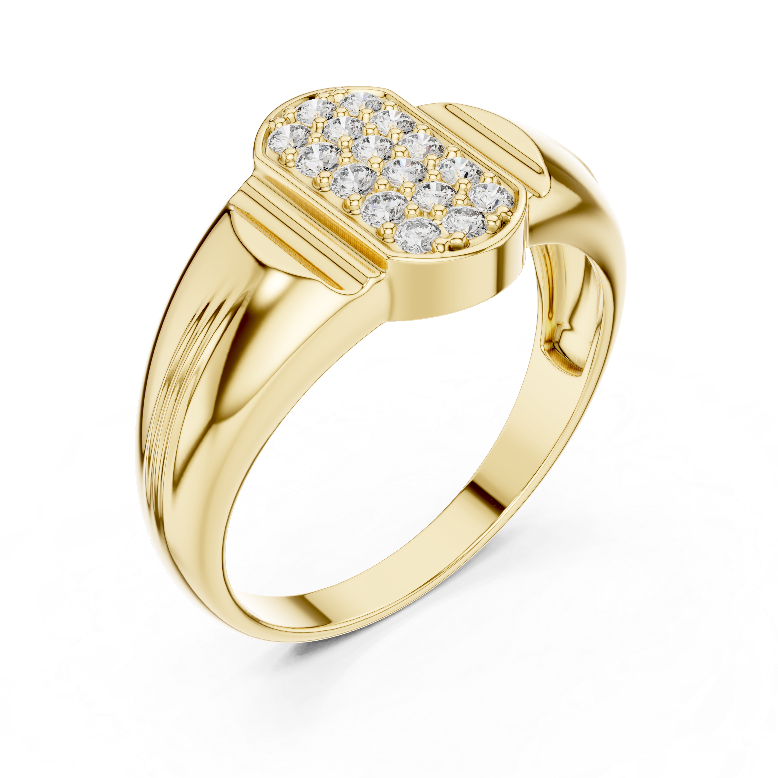 925 Silver Moissanite  Art Deco Architectural Oblong SIgnet Mens Ring