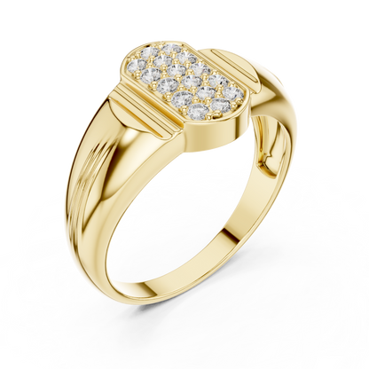 925 Silver Moissanite  Art Deco Architectural Oblong SIgnet Mens Ring