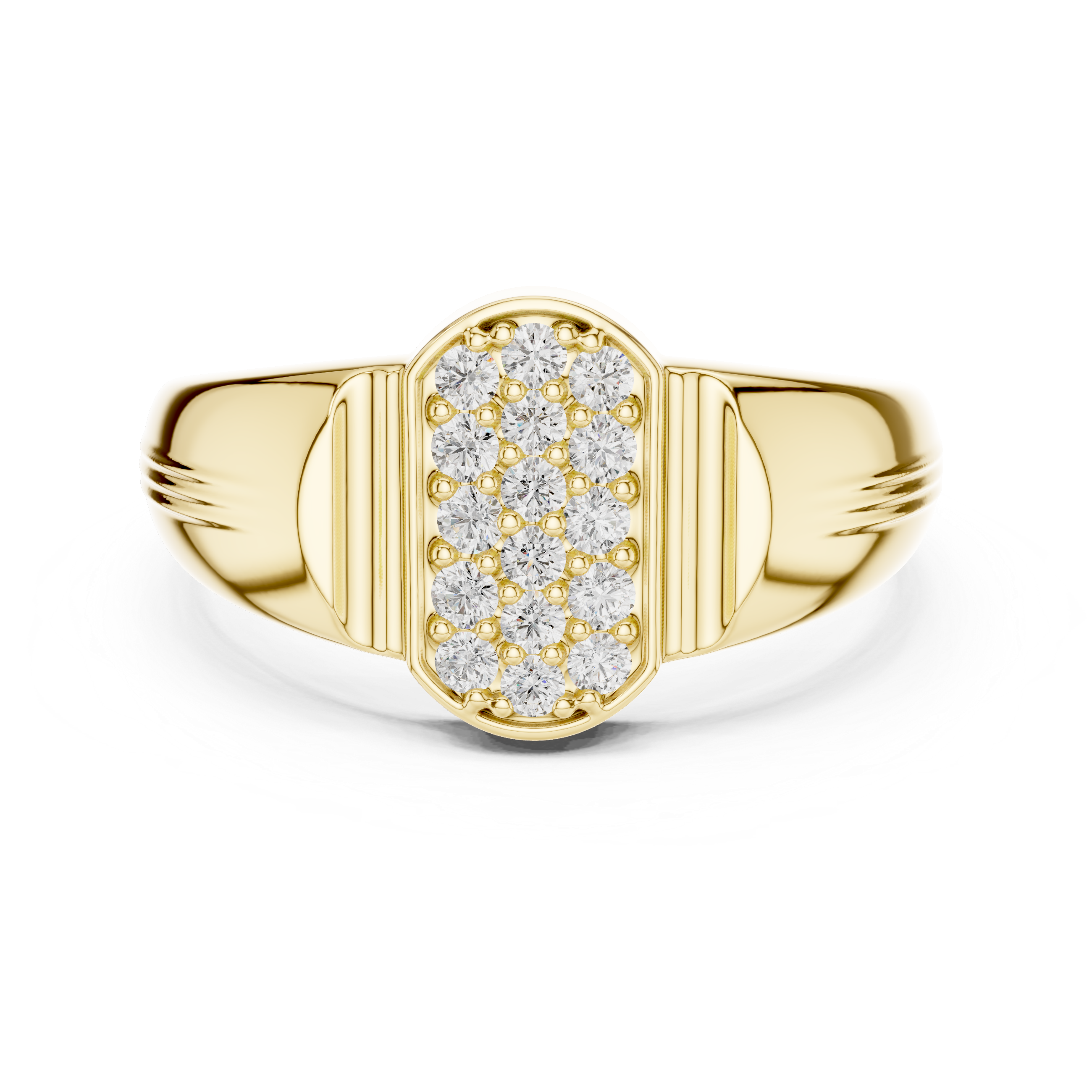 925 Silver Moissanite  Art Deco Architectural Oblong SIgnet Mens Ring