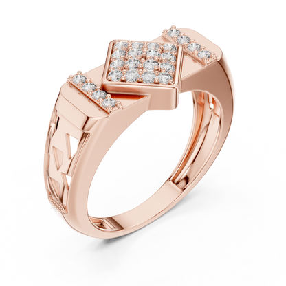 925 Silver Moissanite  Art Deco Kite Cluster Signet Mens Ring