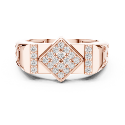 925 Silver Moissanite  Art Deco Kite Cluster Signet Mens Ring