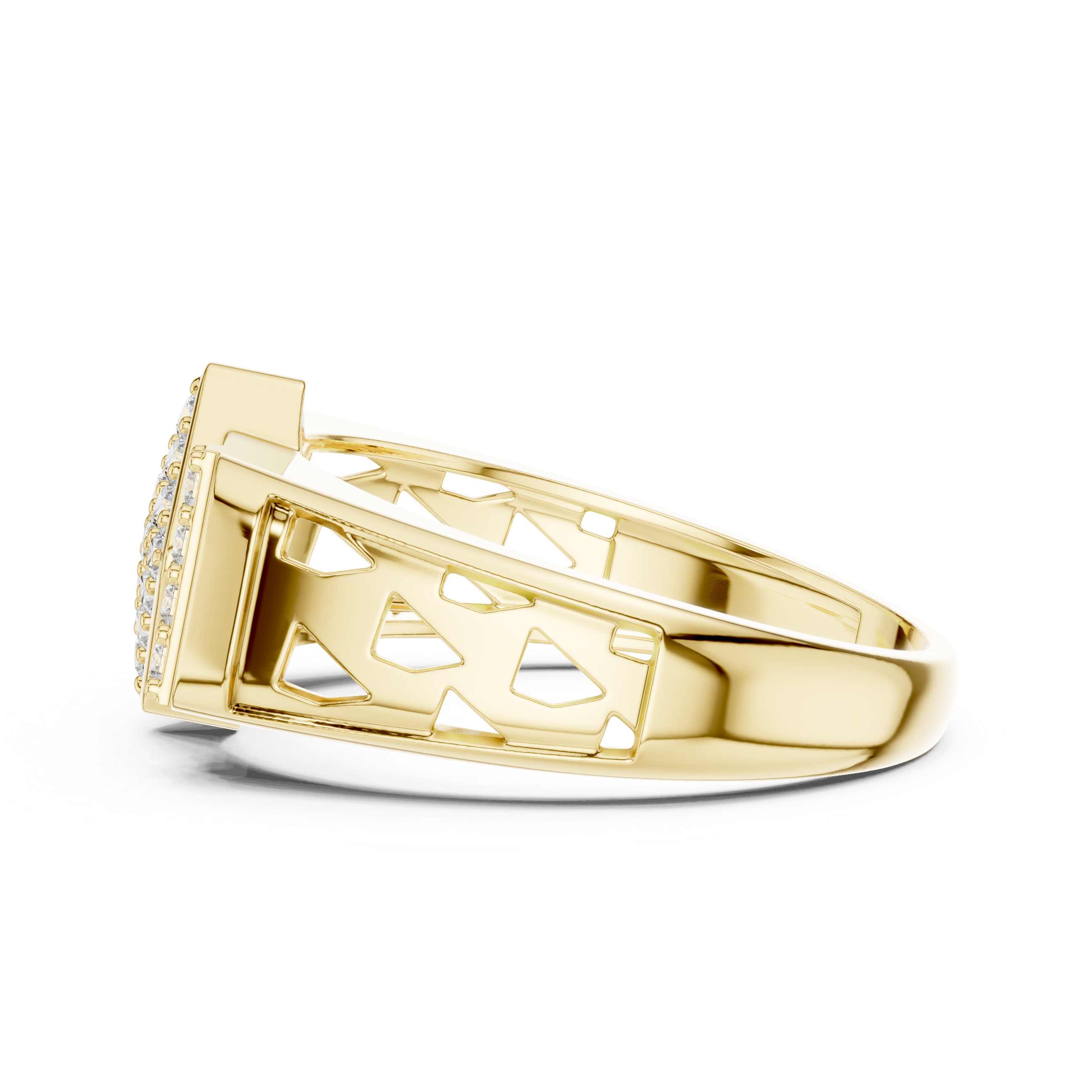 925 Silver Moissanite  Art Deco Kite Cluster Signet Mens Ring
